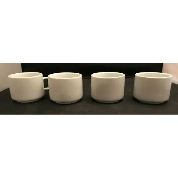 Crate&Barrel | Kitchen | Crate Barrel Coffeetea Cup Mug White Porcelain Set  Of 4 | Poshmark